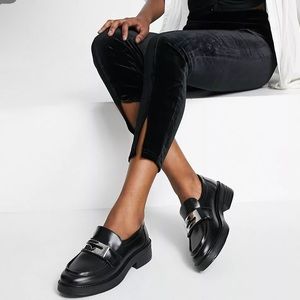 ASOS Design Macro metal detail loafers in black